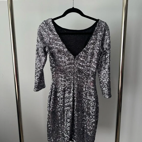 Aqua Sequin Party Dress - Picture 3 of 5